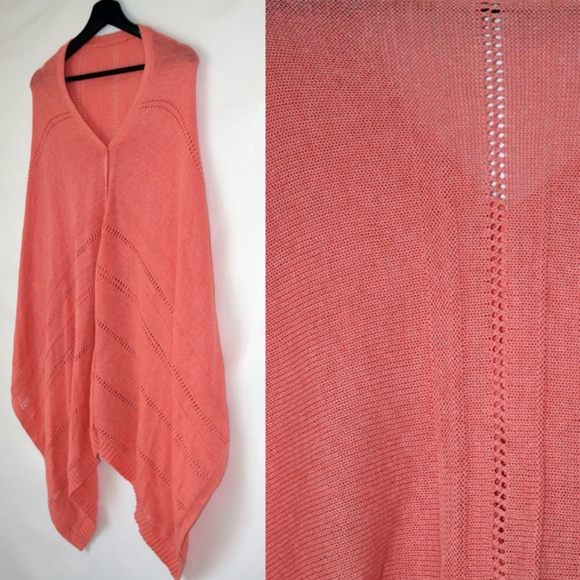 NWT 27 Miles Revolve Crop Poncho Apricot Cardigan - Picture 3 of 7